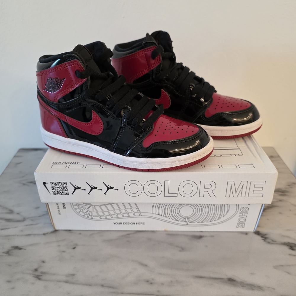 Jordan Kids Sneakers Black and Red Patent Leather